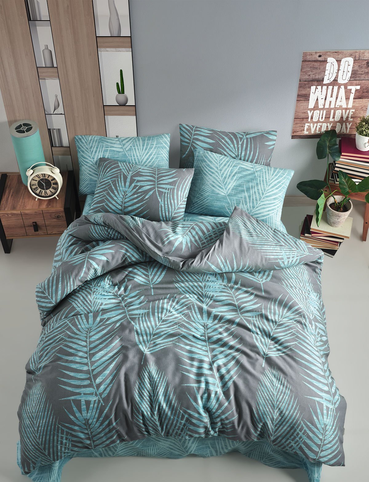 ALMOSS RANFORCE PAMUKLU PALM MİNT NEVRESİM TAKIMI