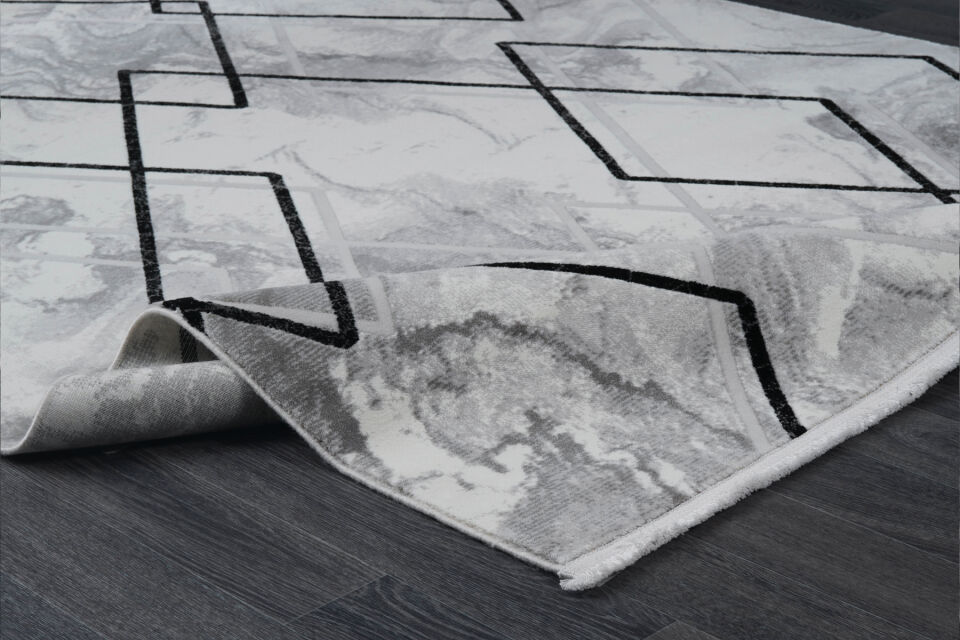 ASPENDOS MODERN 4388B GRİ-SİYAH AKRİLİK MAKİNA HALISI