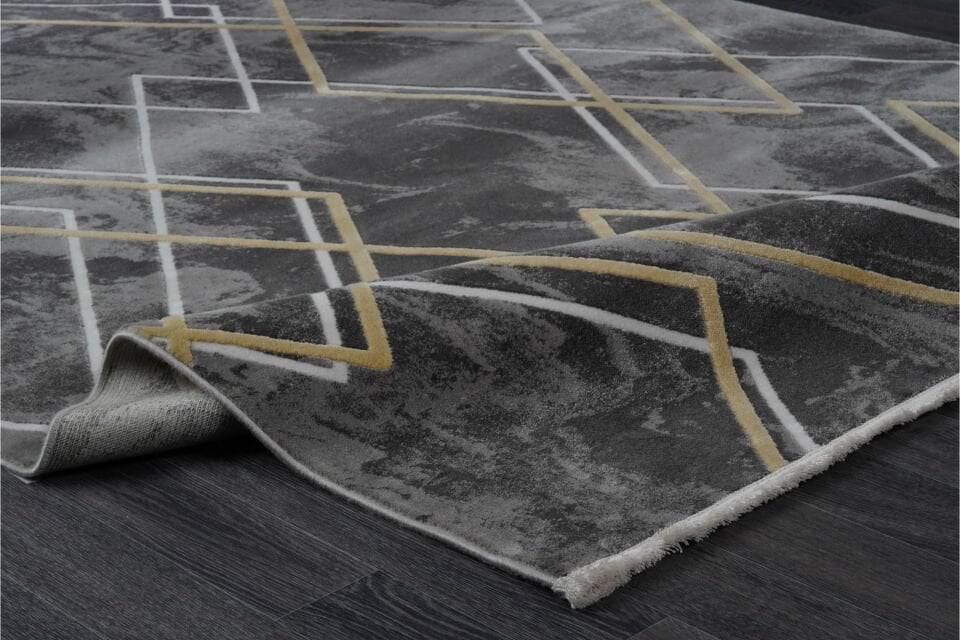 ASPENDOS MODERN 4388A GRİ-SARI AKRİLİK MAKİNA HALISI