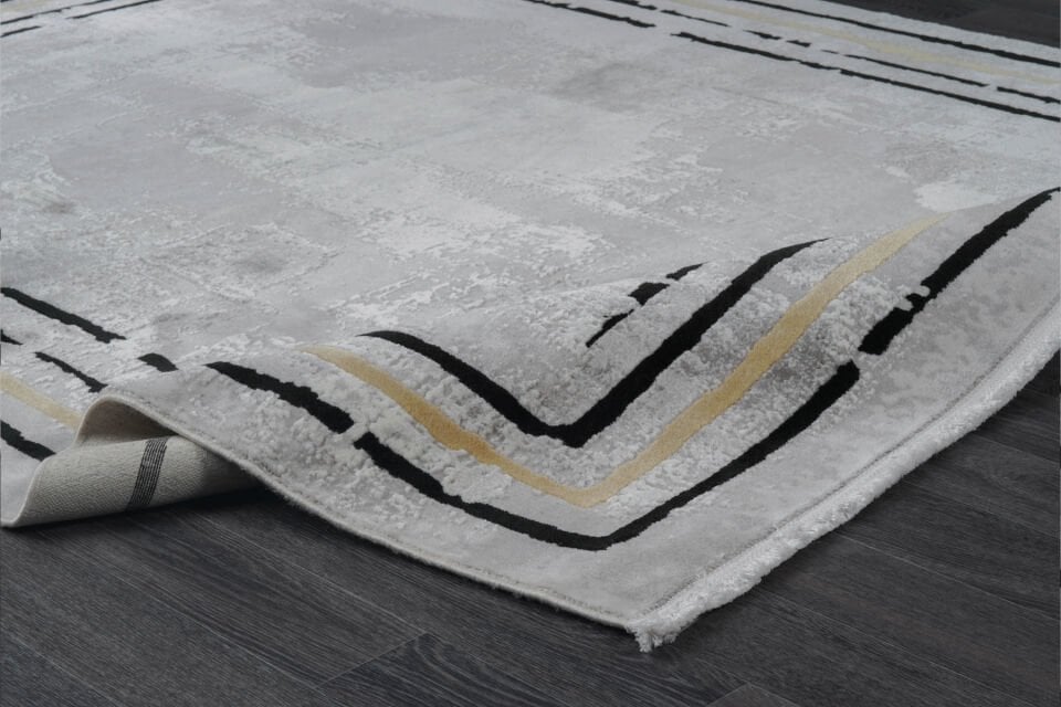 ASPENDOS MODERN 4386B GRİ-SARI AKRİLİK MAKİNA HALISI