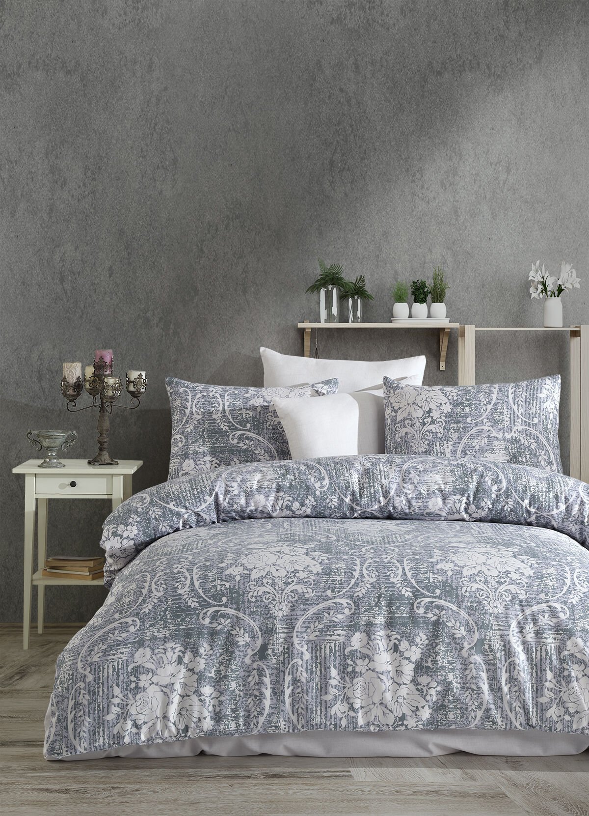 ALMOSS RANFORCE PAMUKLU  LİANA BLUE NEVRESİM TAKIMI