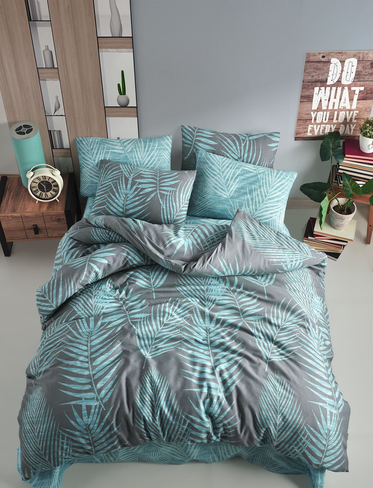 ALMOSS RANFORCE PAMUKLU  PALM MİNT NEVRESİM TAKIMI