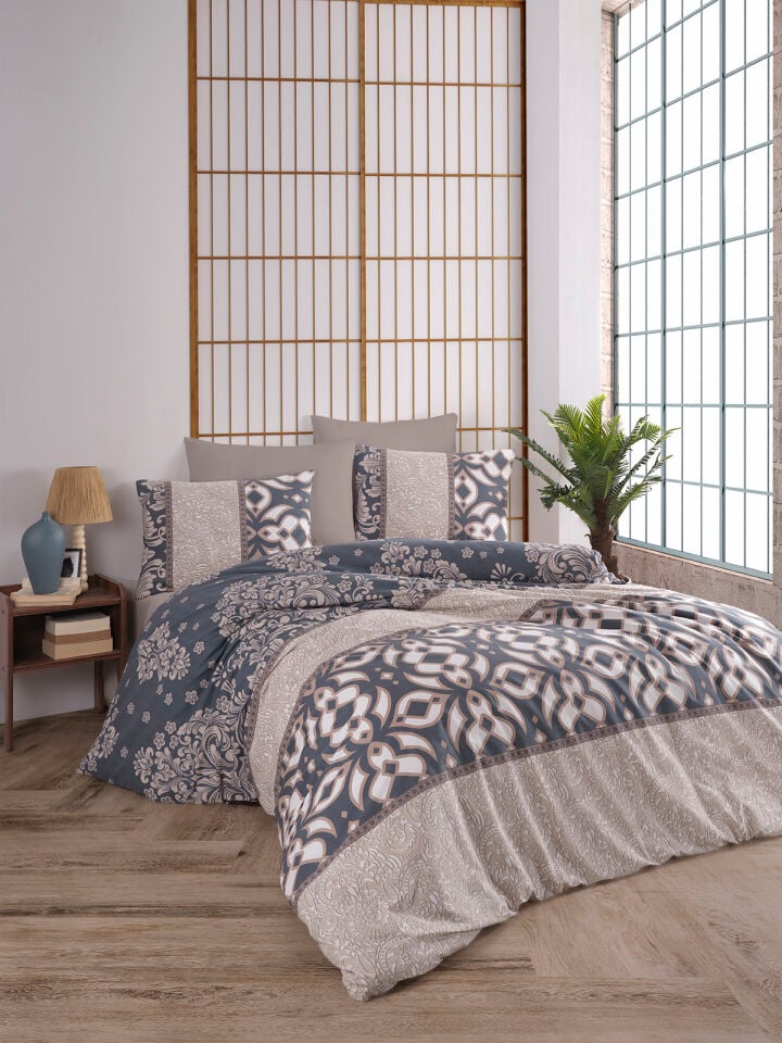 ALMOSS ELEXUS DAMASK LACİVERT NEVRESİM TAKIMI
