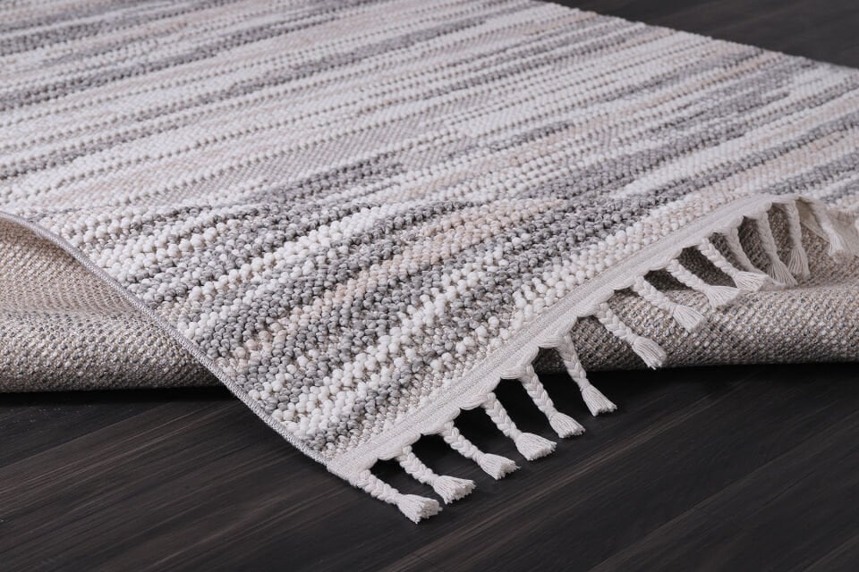 CARİNA 8340G GRİ-BEYAZ DEKORATİF MAKİNE HALISI