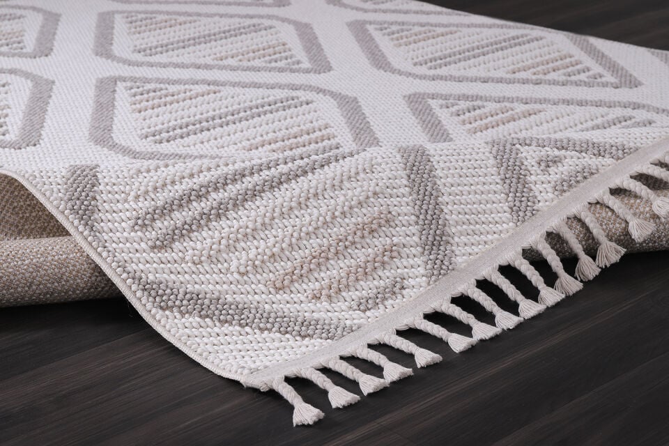 CARINA 8352B WHITE-BEIGE DECORATIVE MACHINE CARPET