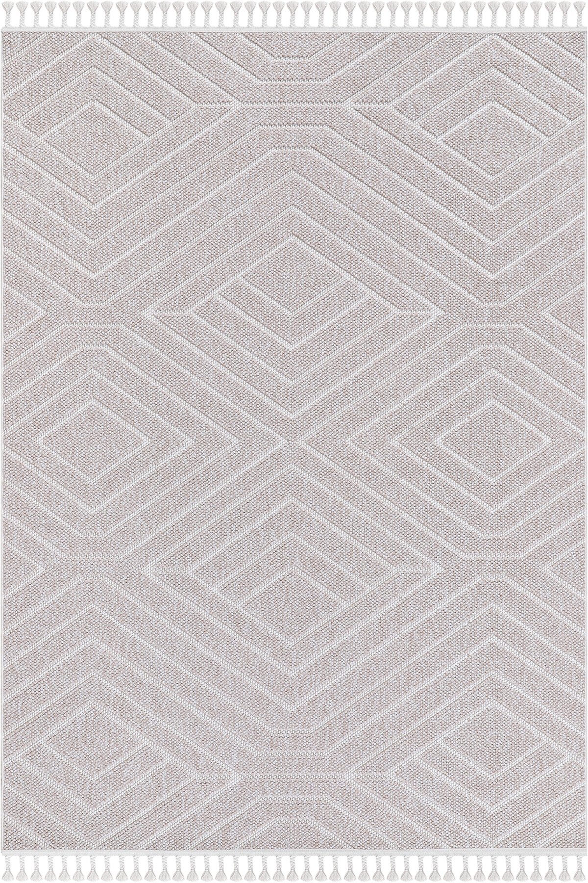 CARİNA 8360D BEJ-BEYAZ DEKORATİF MAKİNE HALISI