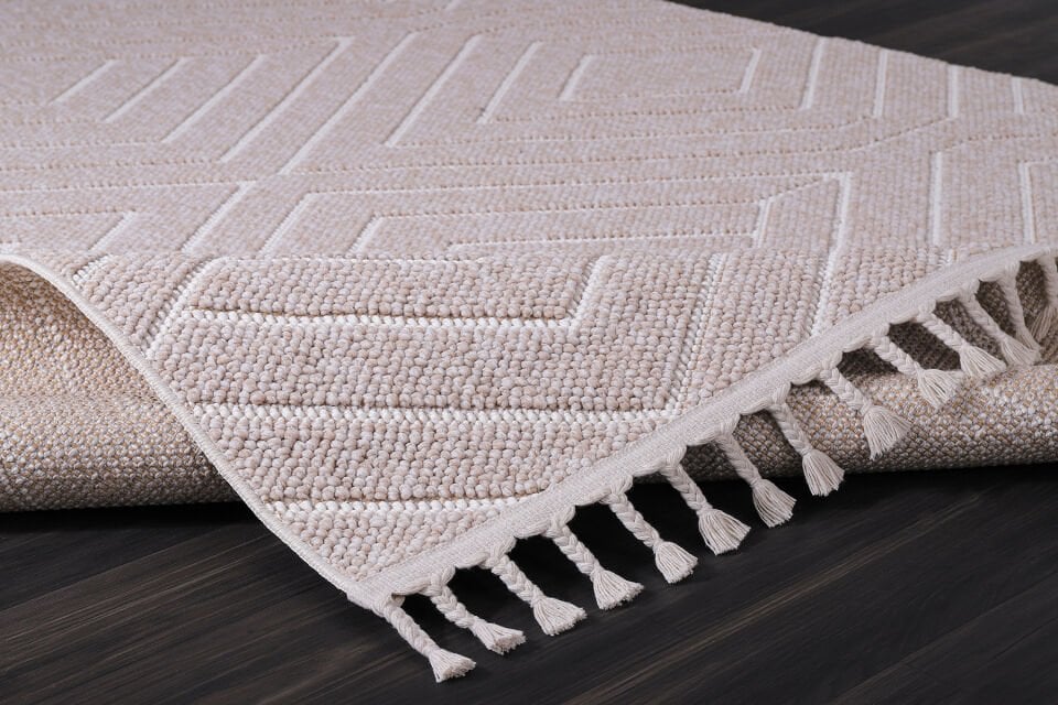 CARİNA 8360D BEJ-BEYAZ DEKORATİF MAKİNE HALISI