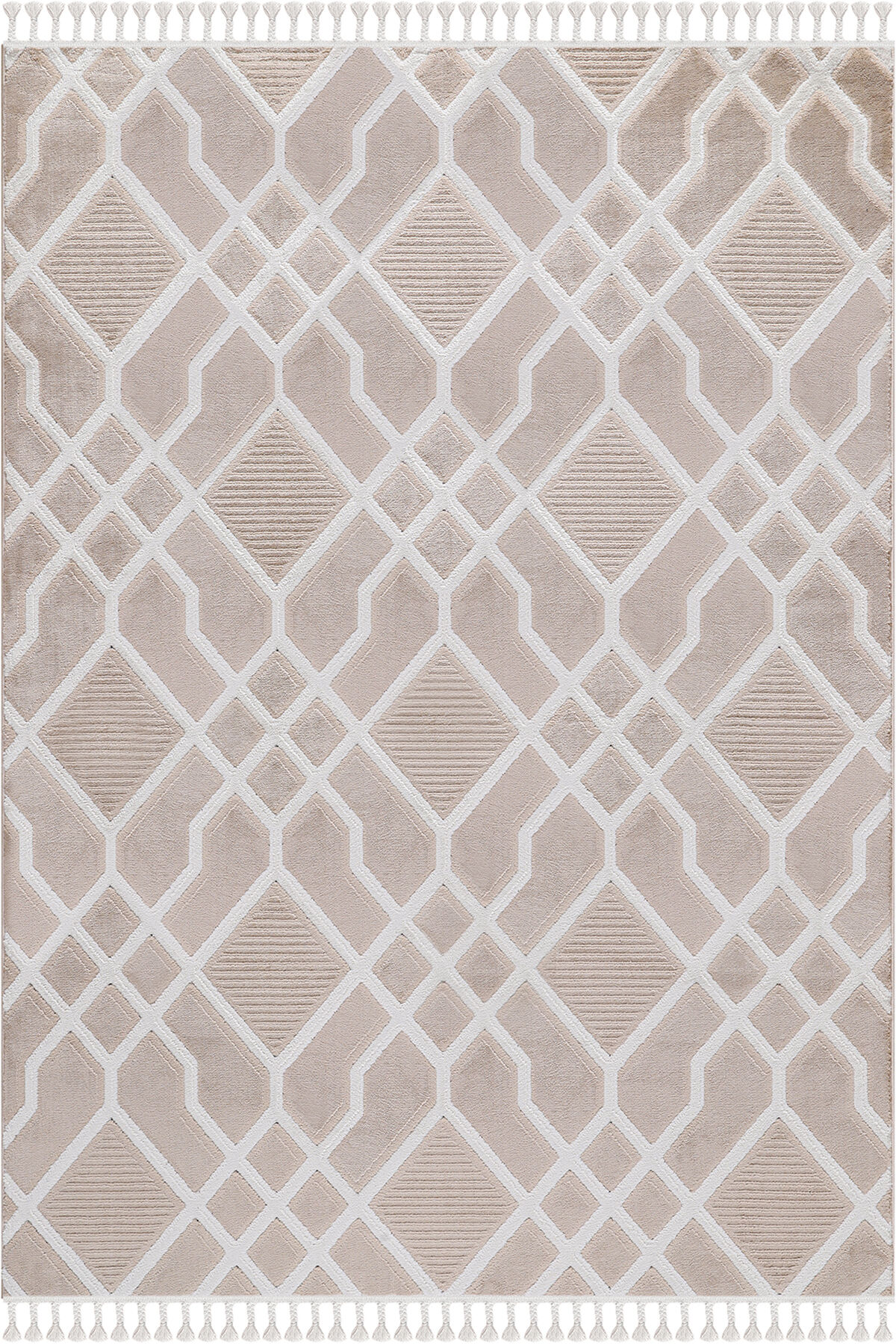 EYLÜL B675D BEIGE-CREAM DEKORATİF MAKİNE HALISI