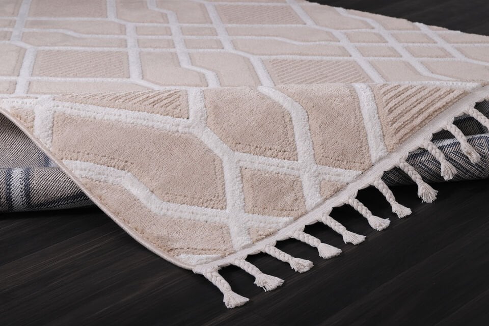 EYLÜL B675D BEIGE-CREAM DEKORATİF MAKİNE HALISI